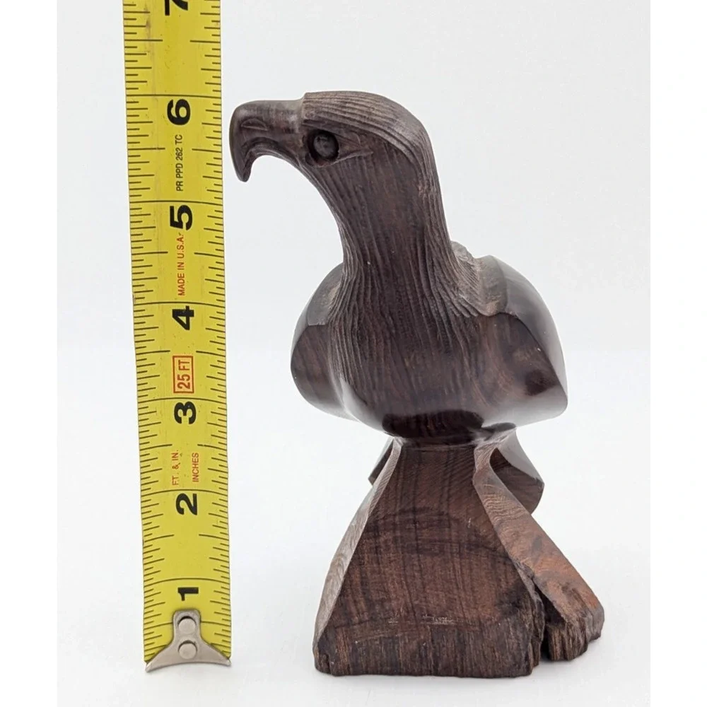 Vintage Hand Carved Ironwood Eagle Sculpture 6” Bird of Prey Falcon - Picture 8 of 8